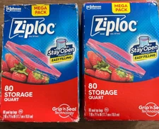 Ziploc Quart Food Storage Bags-80 count-2 boxes
