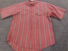 Vintage Levis Mens Shirt Medium Red silver label button down striped 80s retro
