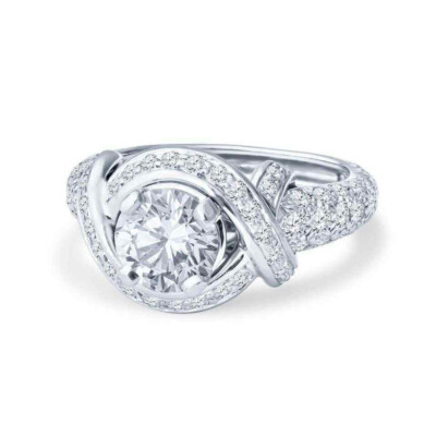 Glorious 1.75CT White Round Shape Knot Engagement Ring In 935 Argentium Silver