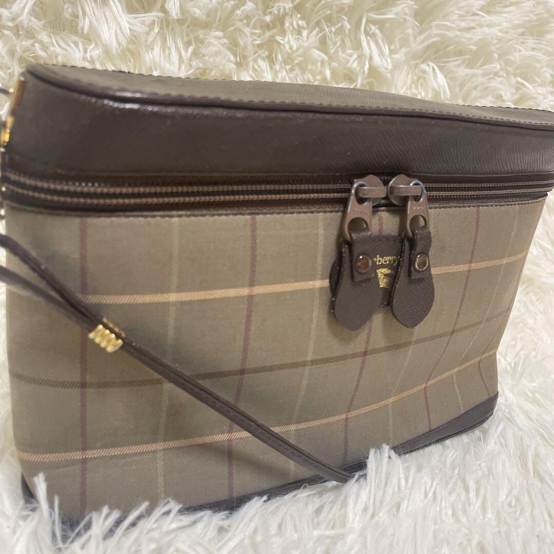 BURBERRY Check Shoulder Bag Horse Logo canvas leather color brown