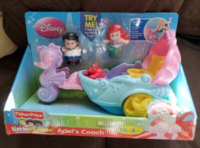 Fisher-Price Little People Ariel's Coach Musical Little Mermaid Eric  Sebastian