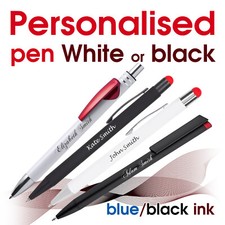 Personalised metal pen WHITE or BLACK wedding pens Ladies Men Christmas School