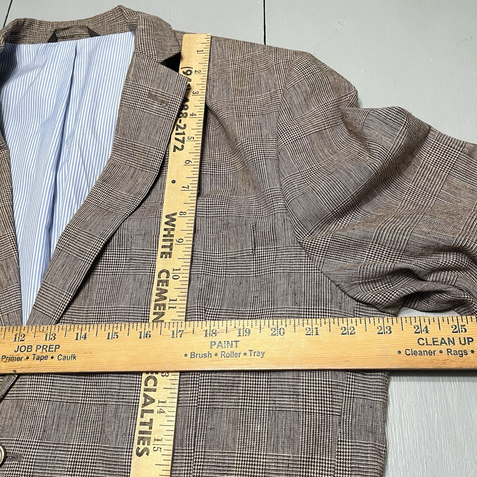 Tasso Elba Blazer Linen Cotton Blend Island Wear Large 42-44 Glen Plaid Grey image 13