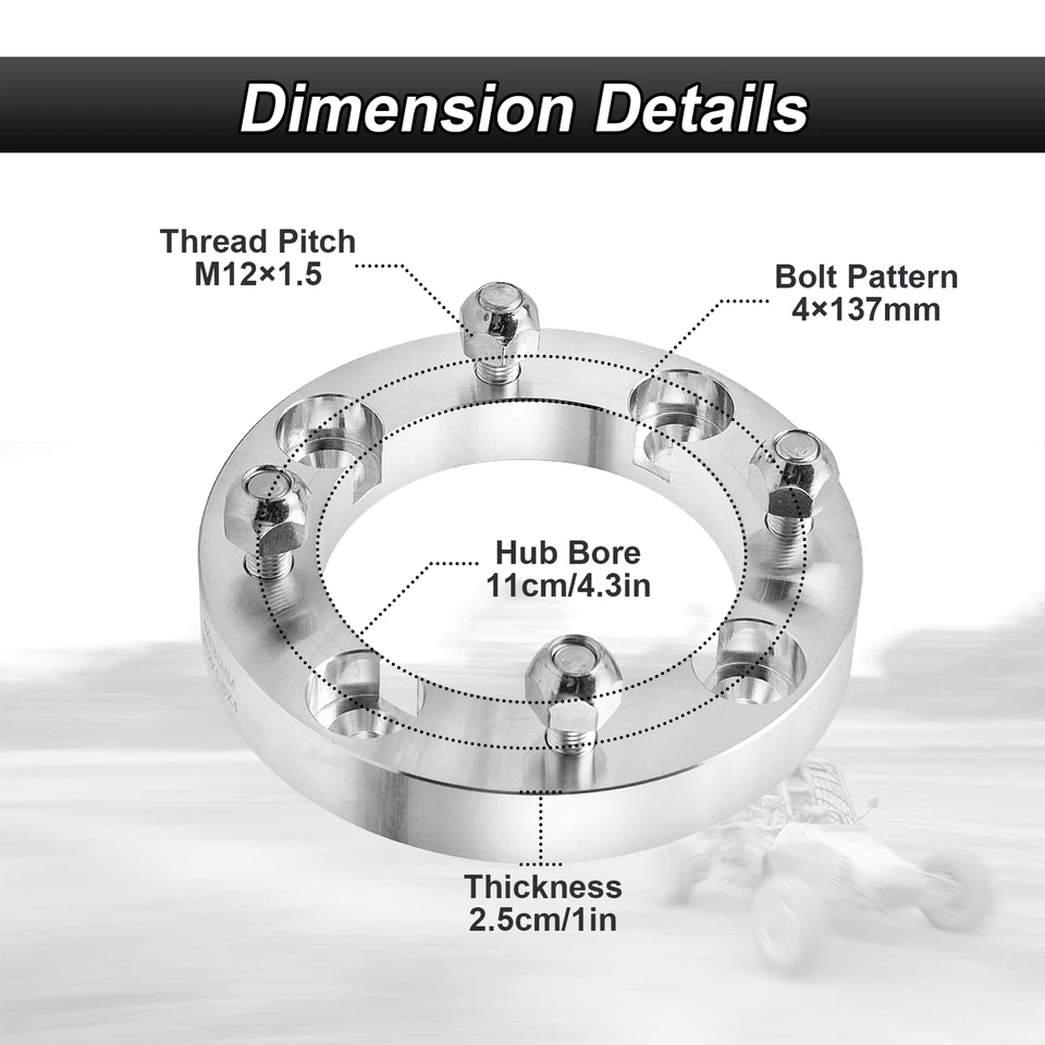 4 piezas espaciadores adaptadores de rueda de 1" 4x137 mm para KAWASAKI Mule 1000 2500 3000 4000 4010 Foto 4 de 4