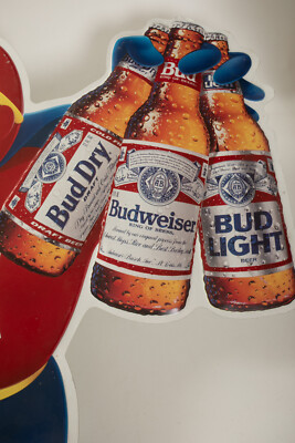 1991 Budweiser Bud Man Super Hero Sign (N1L) Bud Dry Light (JSF6