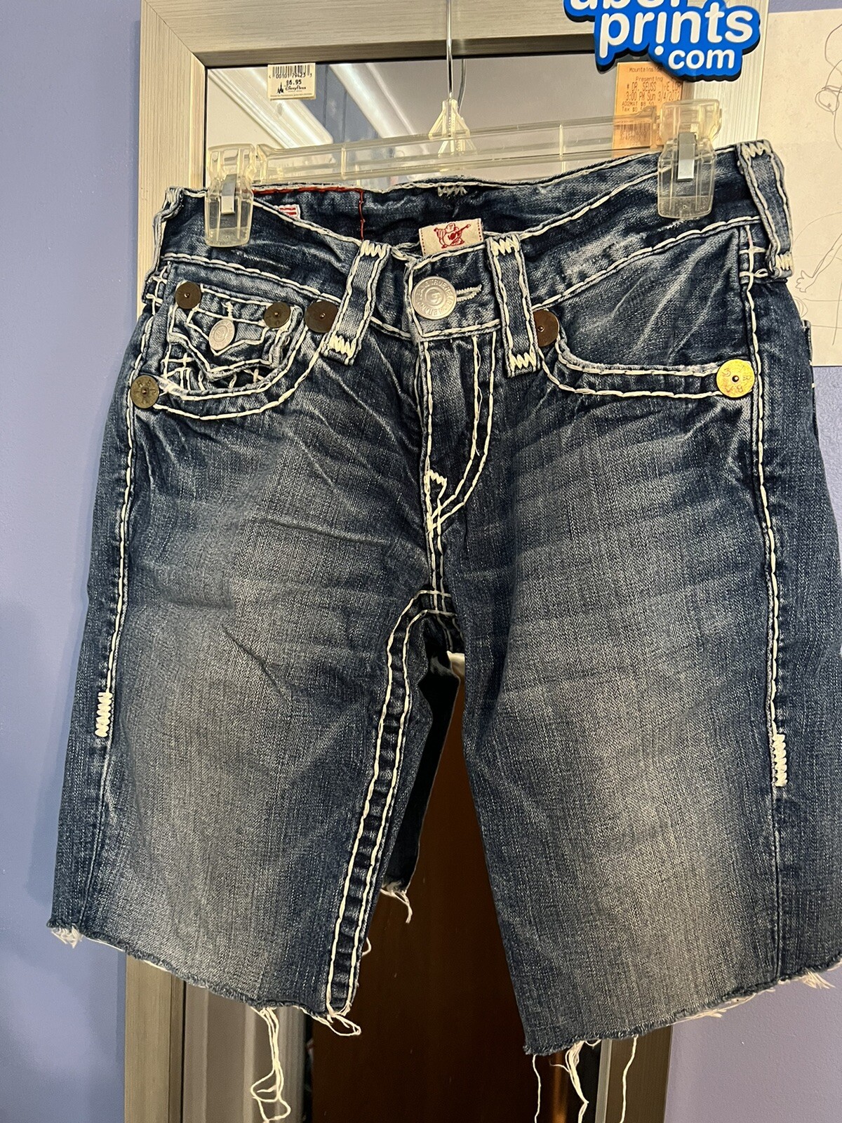 True Religion Mens Joey Super T Cutoff Jeans EUC Sz 28 Gem