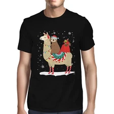 1Tee Mens Adorable Christmas Llama and Sloth with Presents T-Shirt