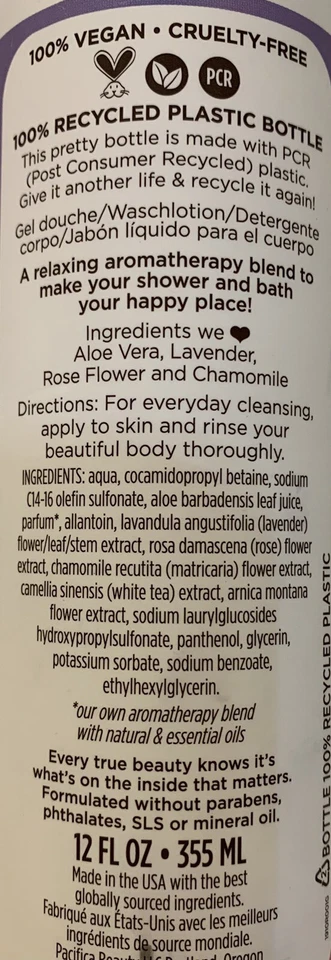 NEW Pacifica Lavender Moon Body Wash Lavender Rose Chamomile Relaxing 12 oz  - Image 3 of 3