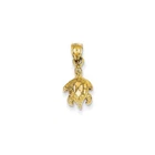 14k Yellow Gold Diamond Cut Open Back Sea Turtle Charm Pendant