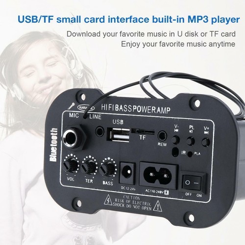 Amplificador estéreo AMP HiFi Bluetooth para automóvil Radio FM MICRÓFONO MP3 USB SD reproductor con control remoto - Imagen 2 de 12