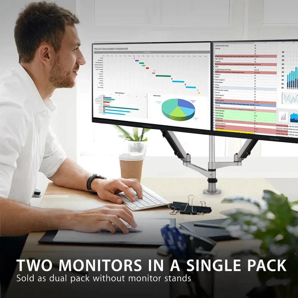 2 pack ViewSonic IPS Dual Head-Only Monitors 1080p 100Hz 24in VA2456-mhd_H2 24" - Image 2 of 4
