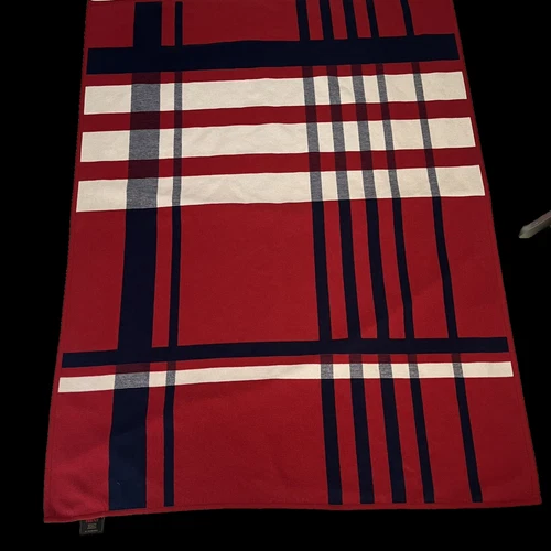 Ibena Throw Blanket Made In Germany Approx 54x71” Reversible Red-White-Blue