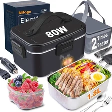 Electric Lunch Box for Adults 80W with Temperature Display Heated Lunch Box Food