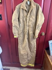 NOS New TOPPS FR Fire Department Benton LA Coveralls Made in US Med 36R Tan