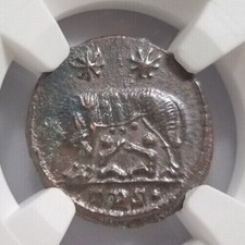 She-Wolf Twins Constantine I NGC AU Roman Empire Nummus Child Remus Romulus Roma