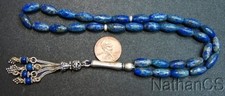 Prayer Beads Tesbih Gebetskette Long Rice Afgan Lapis & Sterling Silver