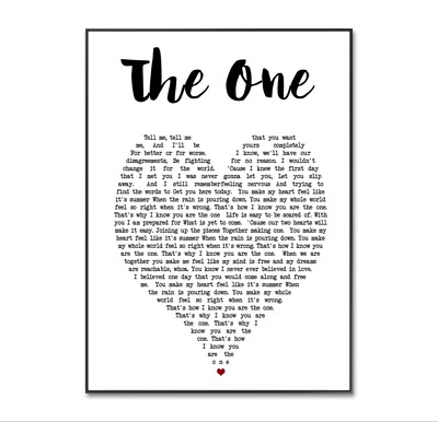 The One Print, Kodaline Print, A4 Vinyl Lyrics Poster 