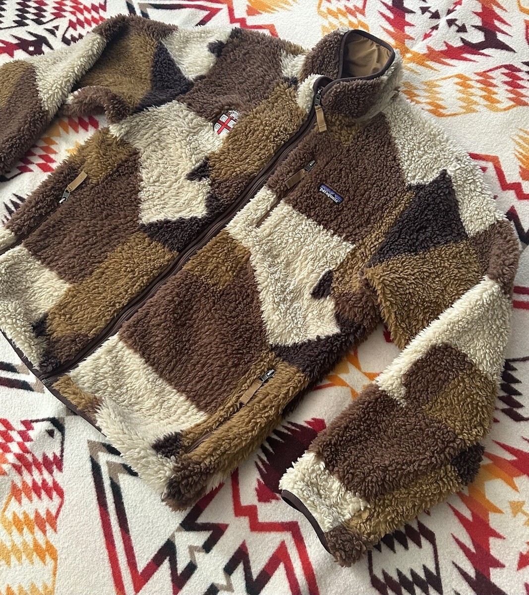 Patagonia Retro C Cardigan Brown Bear Blocks Deep Pile Brown