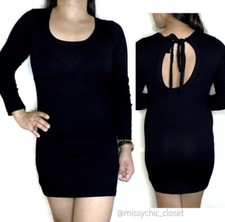 Black Bodycon Tie Back Mini Dress