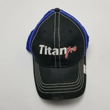 TItan Pro Golf Hat Cap Black Adult Used Mesh Strapback b22D