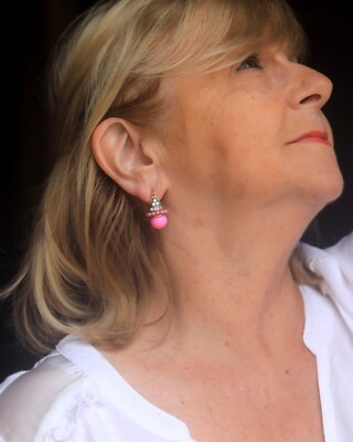 Boucles D'Oreilles En Argent 925 Main – Pierres Tanzanite Bleue, Style Pendentif