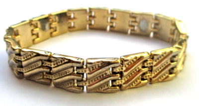Beau Bracelet Maille Gourmette Plaqué Or Ancien Vintage