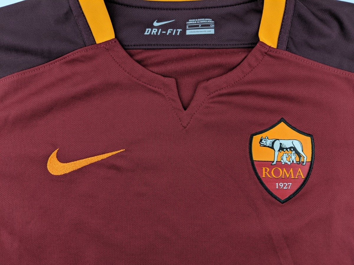Nike AS ROMA Italy 2016 S Maroon Orange Trim Home Football Soccer