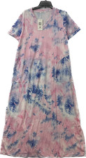 Ekouaer Short Sleeve Nightgown Womens Size S Multicolor Tie Die With Pockets