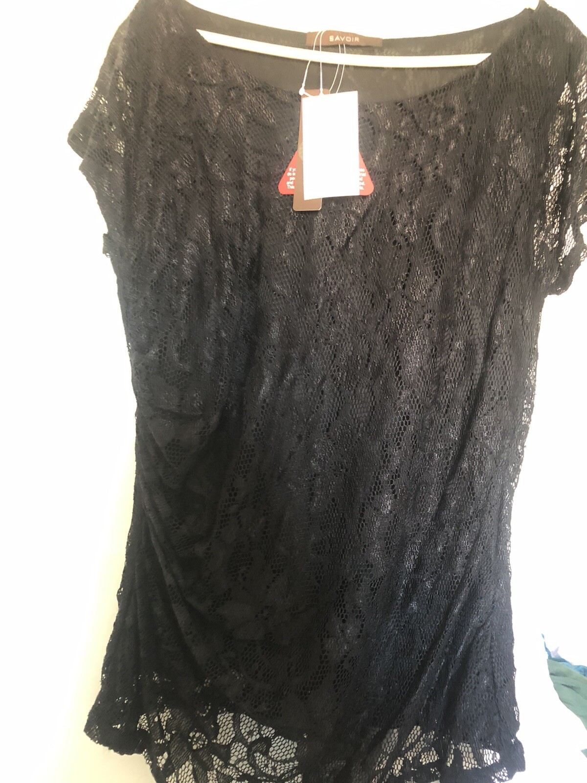 Savoir Black Lace Top Size 14 New With Tags | eBay