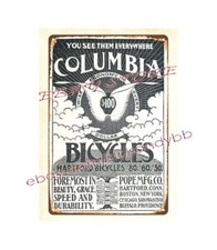 1895 Columbia Bicycles Hartford Bicycles Pope Mfg Co bicicleta metal letrero de hojalata