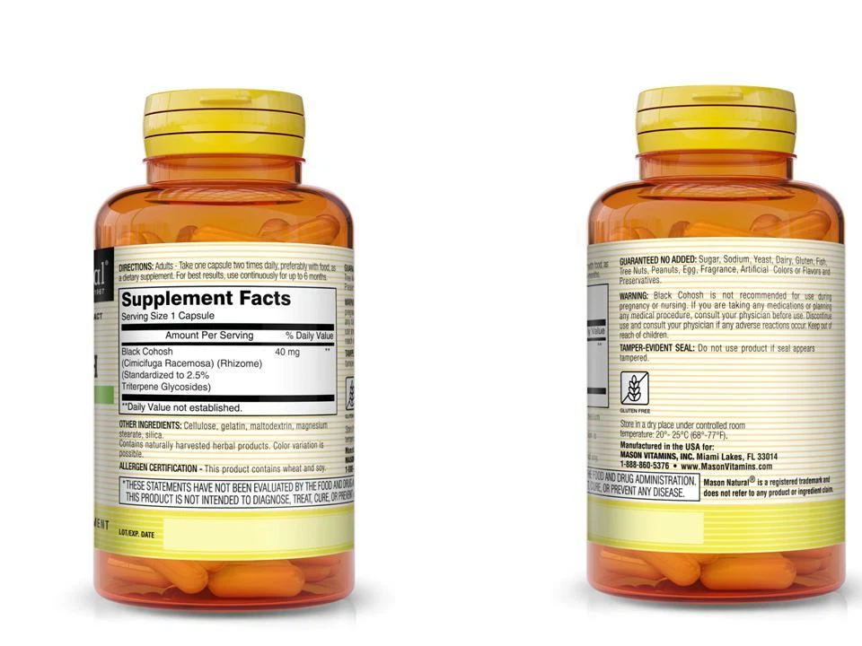 COHOSH NEGRO 40 mg ALIVIO SOFOCO malestar menopáusico 60 CÁPSULAS Foto 2 de 3