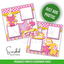 Baby Girl First Birthday Scrapbook Quick Pages PRINTED Premade Scrapbook Page 16