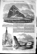 Original Old Antique Print 1854 Siers Gibraltar Tetschen Bohemia Scutari War