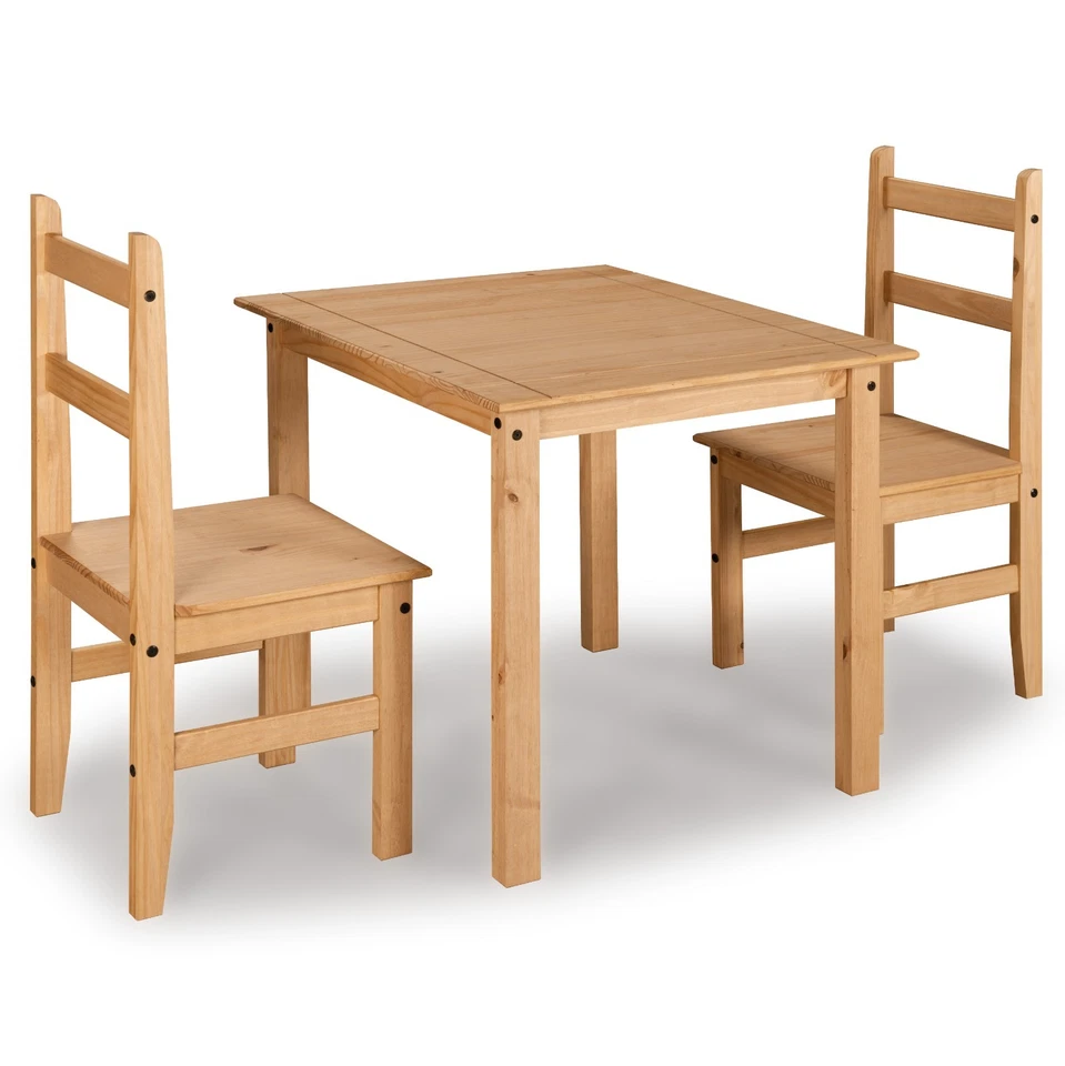 Corona Dining Set 2 Seater Rio Solid Mexican Pine Wood Dining Table 2 Chairs - Image 4 of 4