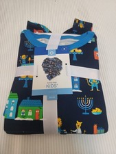 Kids' Hanukkah Lions Print Matching Family Pajama Set - Navy Blue 8