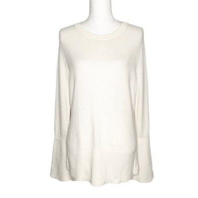 Buffalo Dave Bitton Cream Bell Sleeve Diamond Textured Sweater Womens Large
