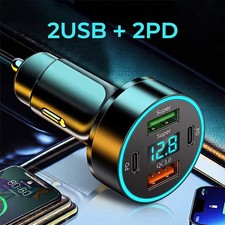 Auto 100W Schnell Ladegerät USB & USB-C | Handy Stecker KFZ Zigarettenanzünder Auto 100W Schnell Ladegerät USB & USB-C | Handy Stecker KFZ Zigarettenanzünder