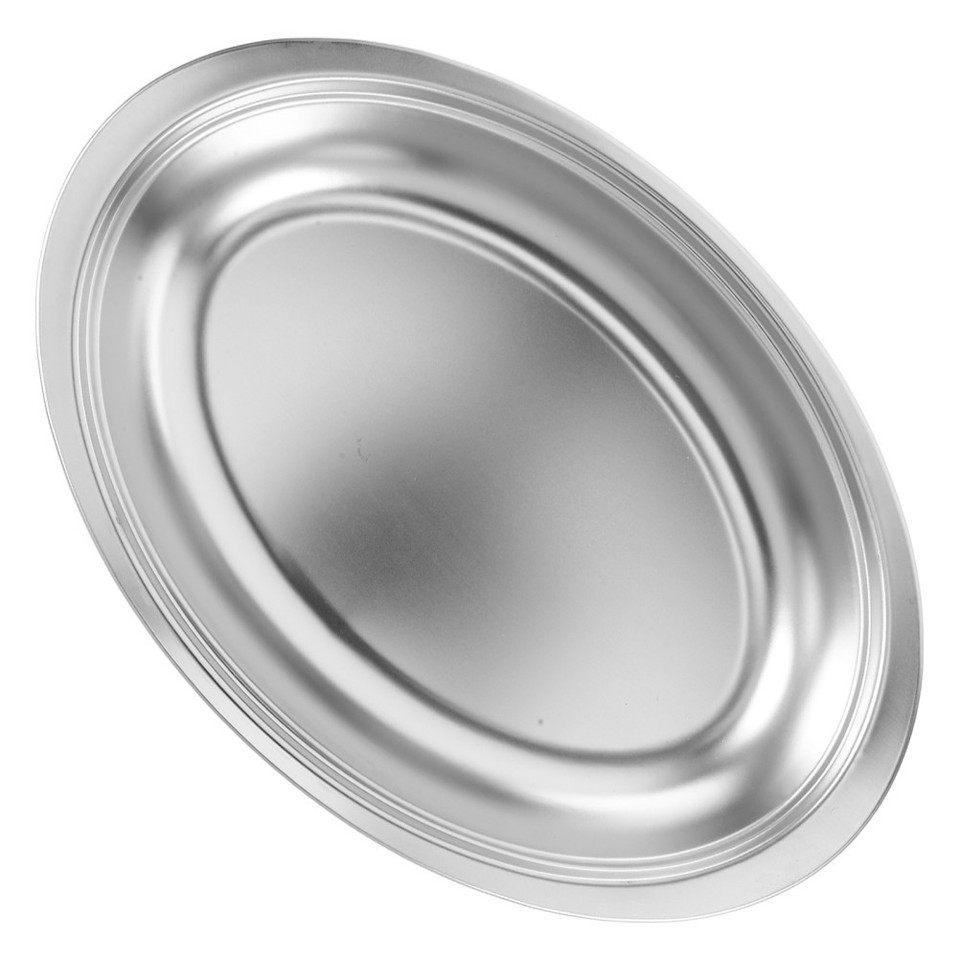 Stainless Steel Oval Plate Steaming Fish Plate Snack Dessert Service ...