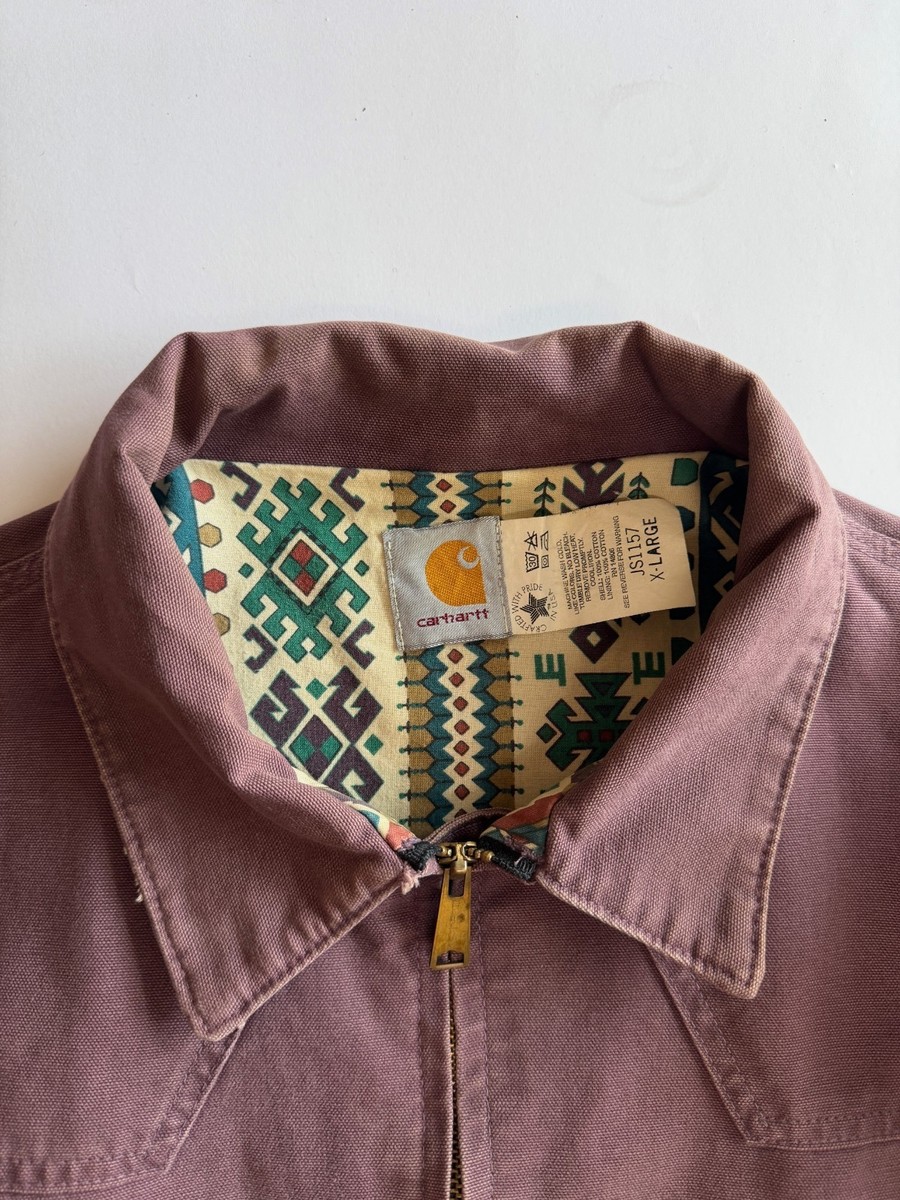 [希少]Carhartt aztecサンタフェジャケットJS1157 Carhartt JS1157 Aztec Lined Santa Fe Jacket Damson Purple Collar X