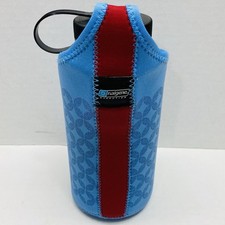 Nalgene Insulated Neoprene Sleeve Red  Blue Geometric w/ New 32 Oz Gray Bottle