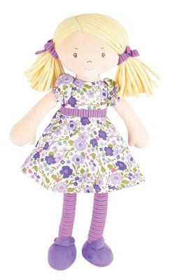 RAG DOLL PEGGY MIT LILA BLUMEN KLEID - 40 CM GROSS **TOLLES GESCHENK**