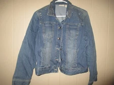 WOMEN'S SIZE 2 CHICO'S PLATINUM EMBELLISHED  JEAN JACKET