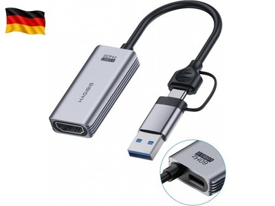 USB 3.0 Video Capture Card HDMI to USB/USB C 1080P HD 60fps Live and Record
