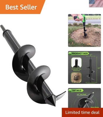 Heavy-Duty Auger Drill Bit 4'' Cutting Diameter - Time-Saving Planting Aid