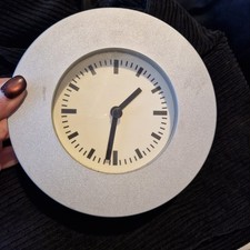Vintage IKEA Klunsa Clock 2001 Mikael Warnhammar Silver Metal Desktop Y2K