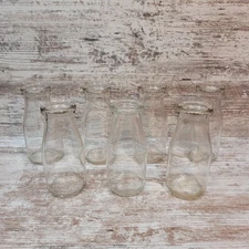 Vintage Dairy Glass Milk Round Bottle Unmarked 1/2 Half Pint Lot Of 7