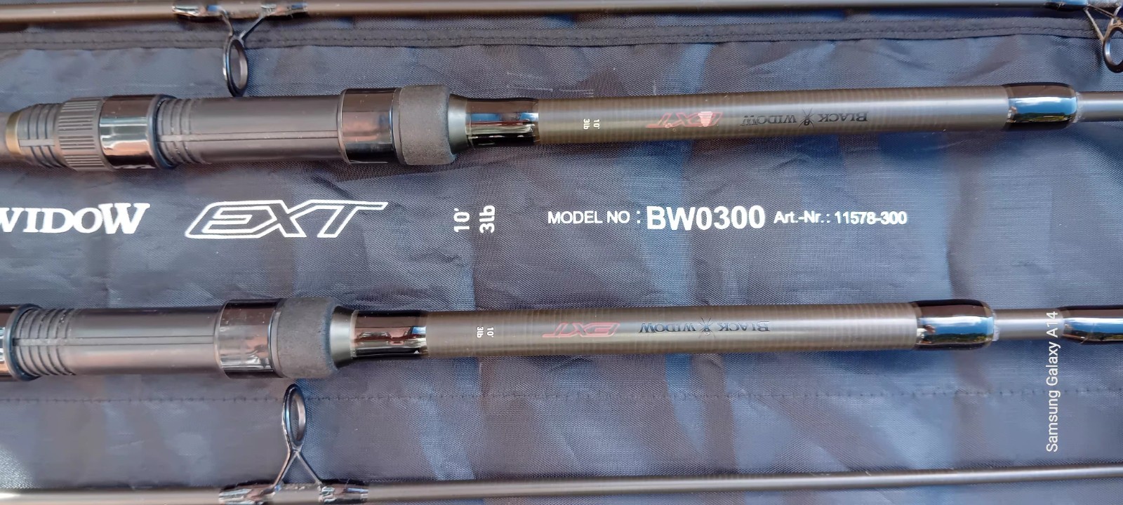 2 Daiwa Black Widow EXT Carp Fishing Rods  10ft  3lb tc