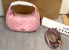 CAM83 Coach Powder Pink Carmen Mini Crossbody Bag In Signature Canvas Outlet NWT