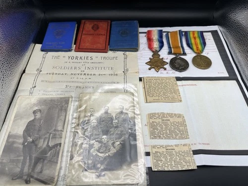 WW1 Medal Trio PTE L.E.BULL RAMC With Photo Paperwork Military Issued Army