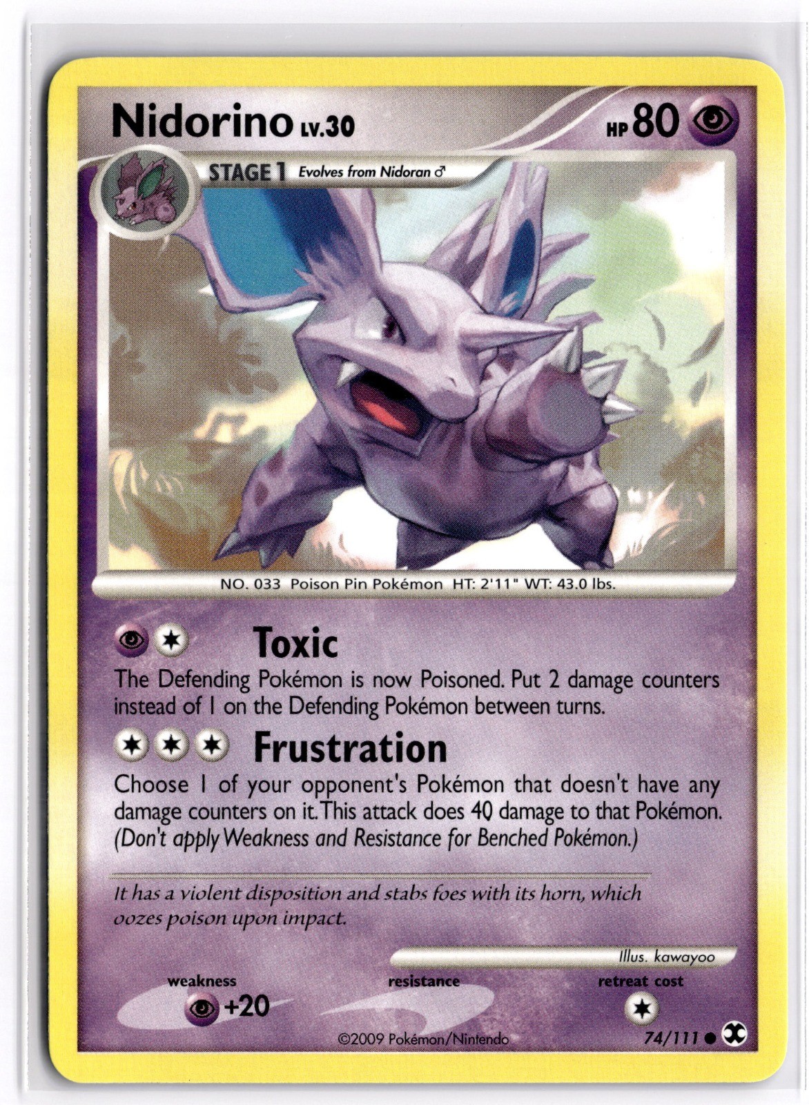 Pokemon TCG Nidorino 74/111 Rising Rivals Common NM